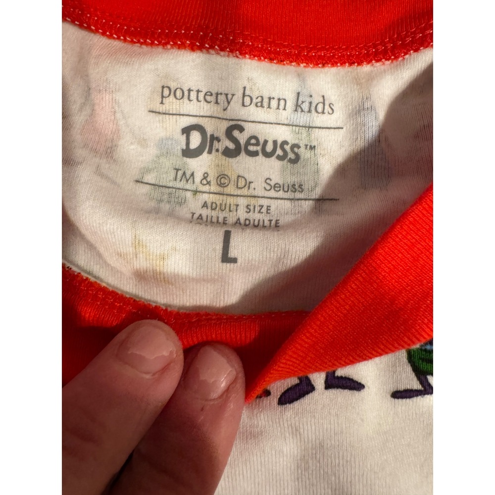 Pottery Barn Kids Dr Seuss The Grinch Christmas Pajamas Adult Large 2pc - Picture 2 of 7